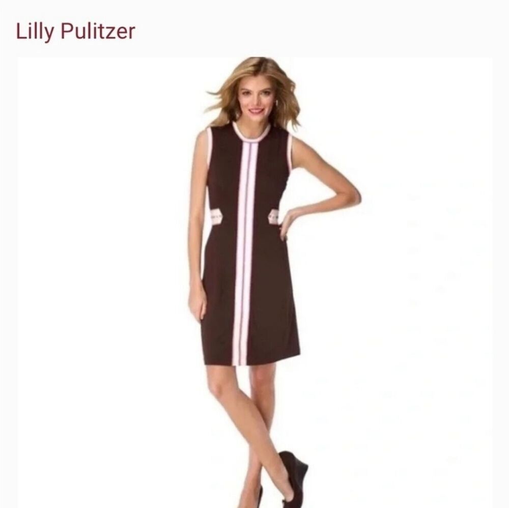 Lilly Pulitzer Brown Pink Fannie Dress Size XS